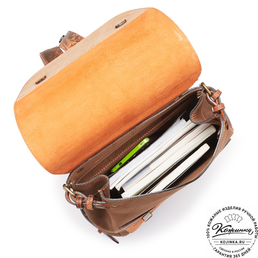 Кожаный рюкзак "Рафаэль New" (коричневый с рыжем старением)