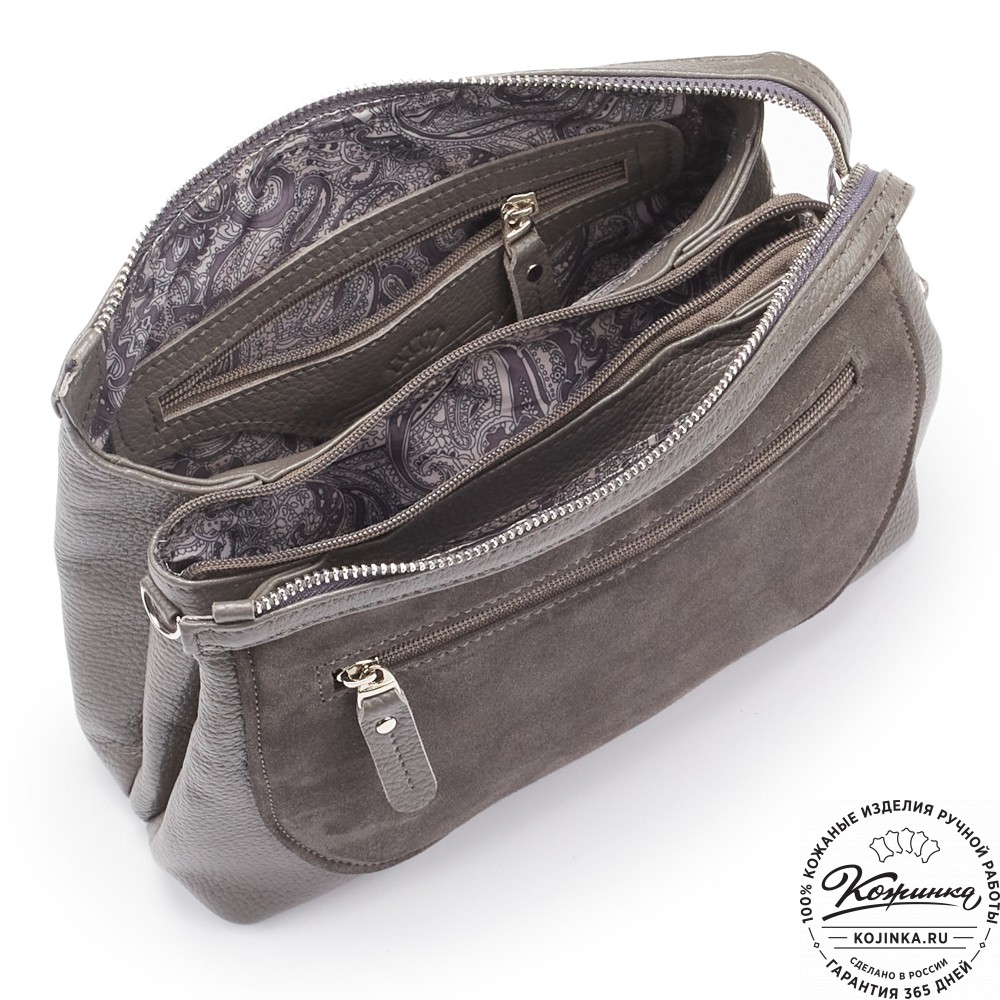 Женская кожаная сумка "Валери" (серая)