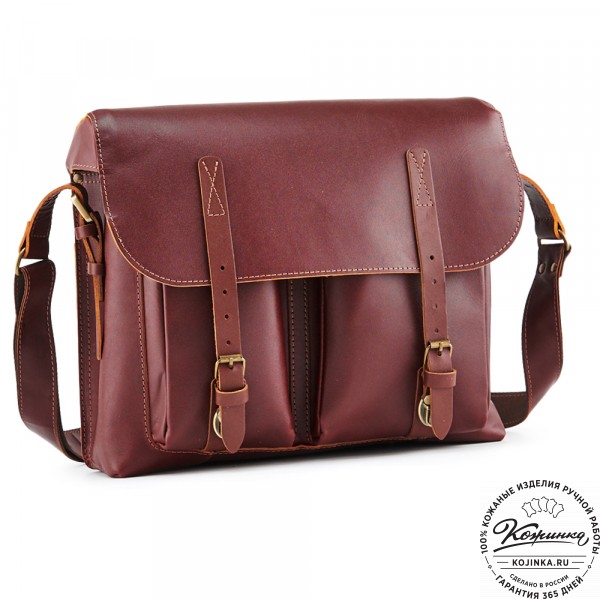 Кожаная сумка "Форман" (бордо-коричневый). фото 1