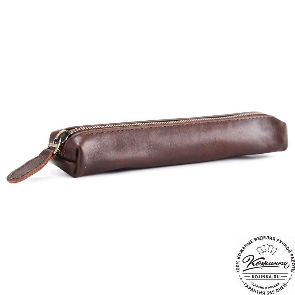 Кожаная мини-косметичка "Лонг" (коричневая)
