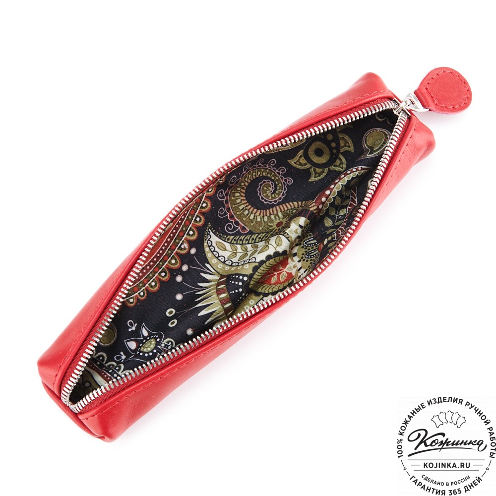 Кожаная мини-косметичка "Лонг" (красная)