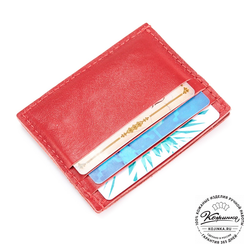 Кожаный картхолдер "Вавилон" (красный)