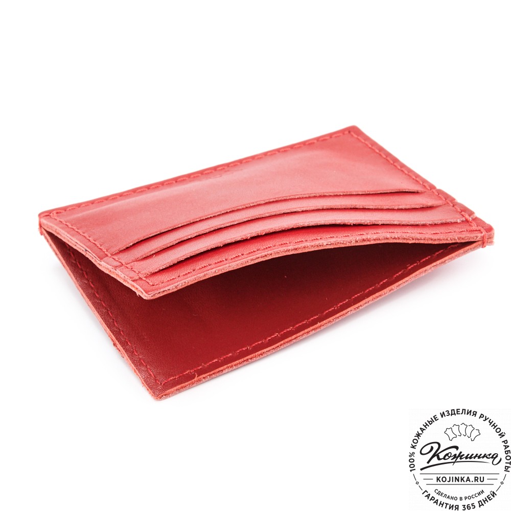 Кожаный картхолдер "Вавилон" (красный)