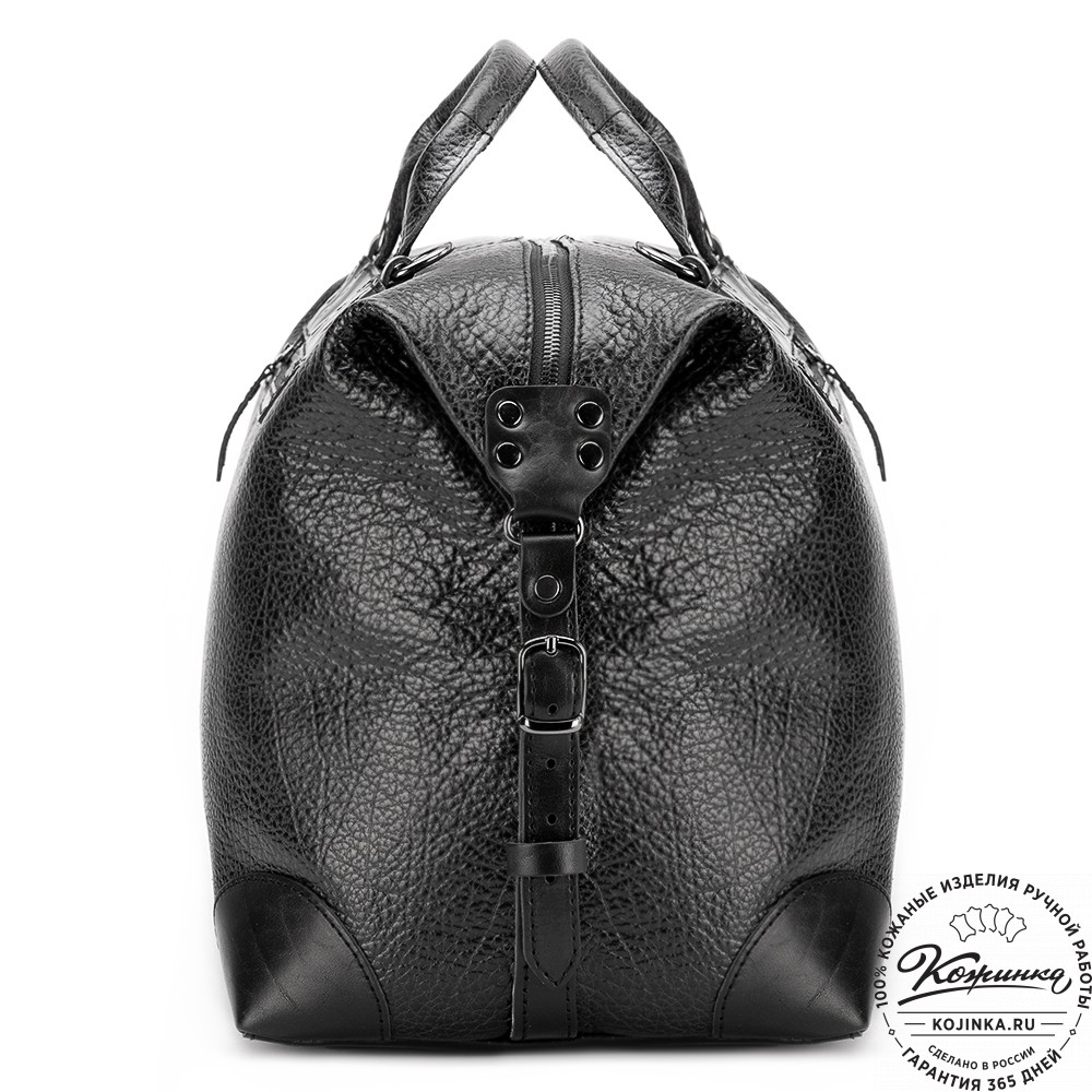 Кожаная дорожная сумка "Сити" (глянец чёрная)