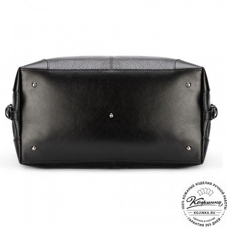 Кожаная дорожная сумка "Сити" (глянец чёрная)