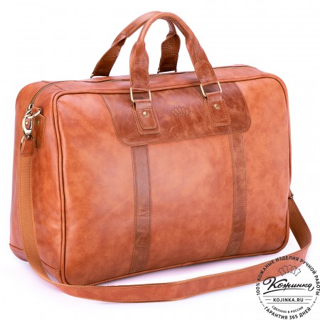 Кожаная дорожная сумка "Ирландия" (рыжая гладкая кожа)