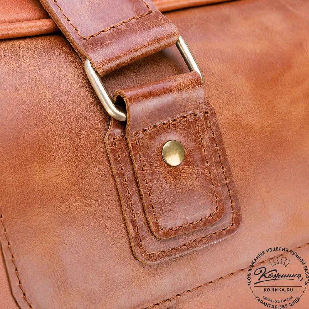 Кожаная дорожная сумка "Ирландия" (рыжая гладкая кожа)