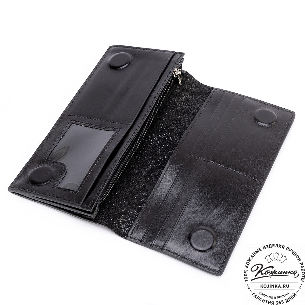 Кожаное портмоне "Монако" "Носорог Дюрера" (черное)
