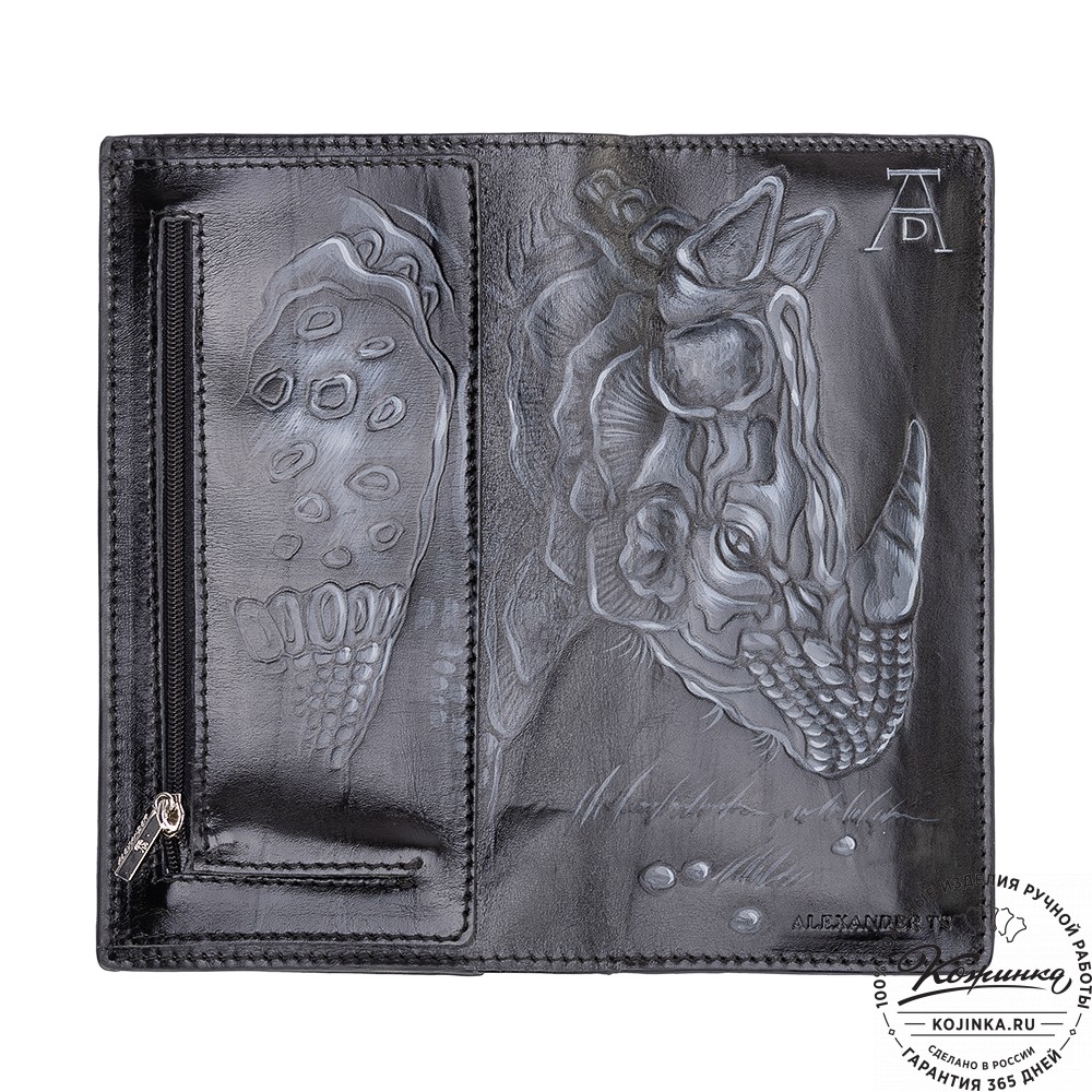 Кожаное портмоне "Монако" "Носорог Дюрера" (черное)