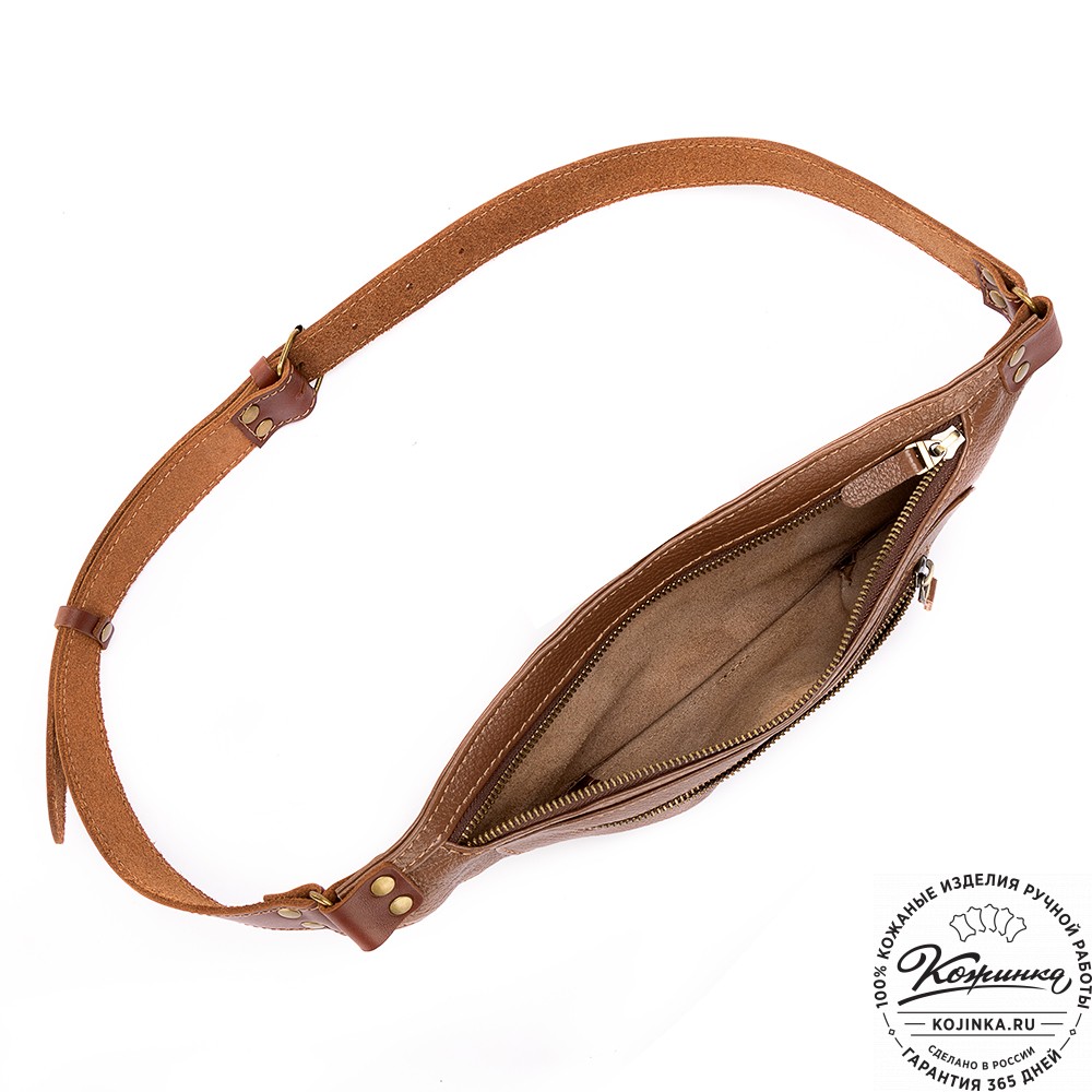 Кожаная сумка на пояс "Рики" (коричневая)
