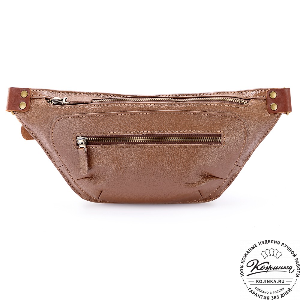Кожаная сумка на пояс "Рики" (коричневая)