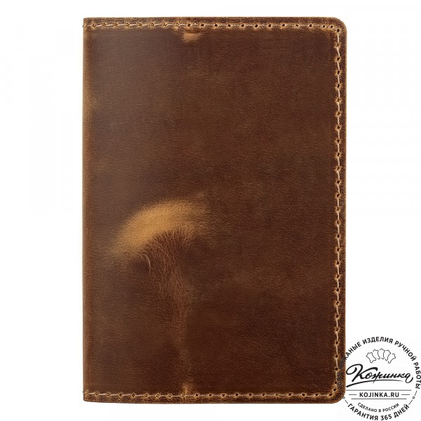 Кожаная обложка на паспорт "Будапешт" (коричневый крейзи). фото 1