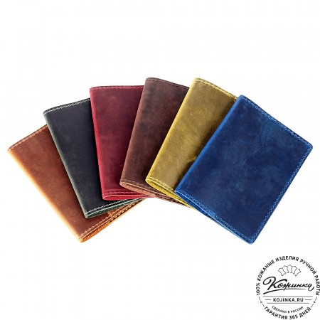  Кожаная обложка на паспорт "Будапешт" (рыжий крейзи)