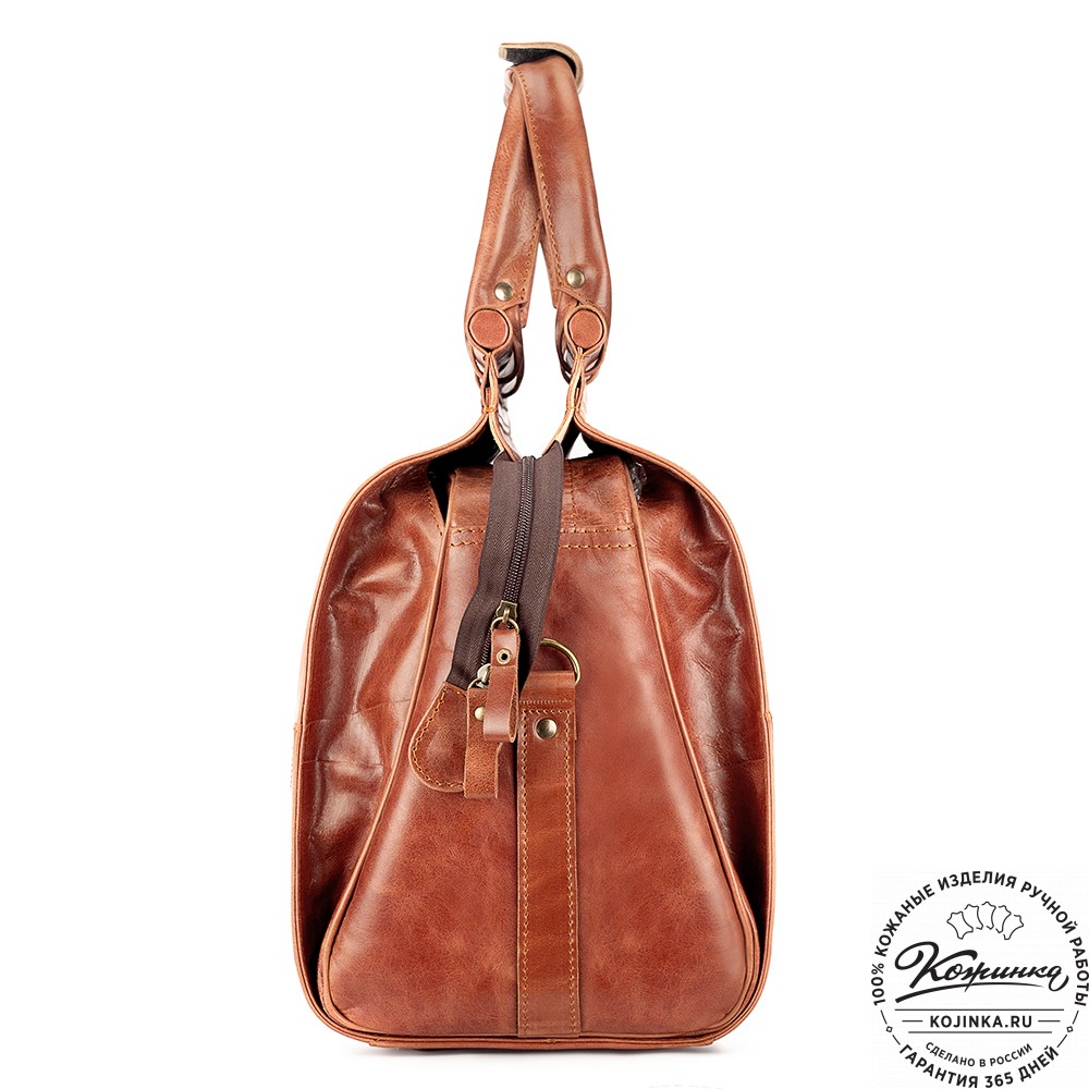 Кожаный дорожный саквояж "Гарри" (рыжий антик)