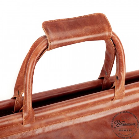 Кожаный дорожный саквояж "Гарри" (рыжий антик)