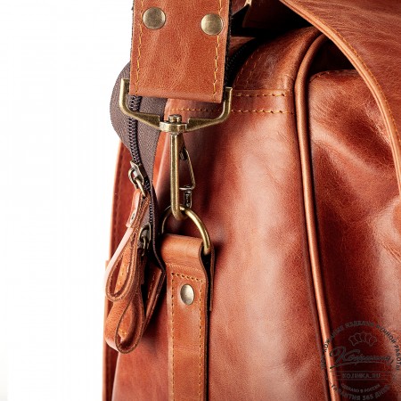 Кожаный дорожный саквояж "Гарри" (рыжий антик)