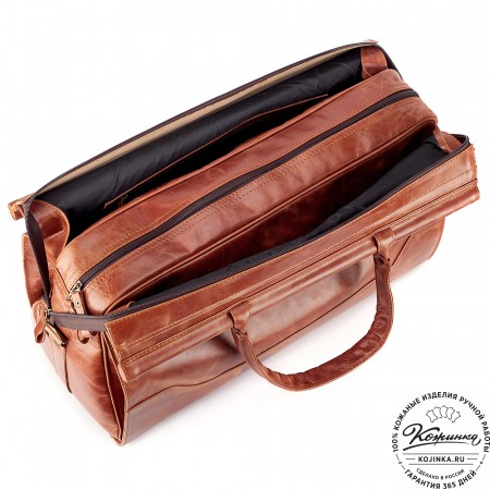Кожаный дорожный саквояж "Гарри" (рыжий антик)