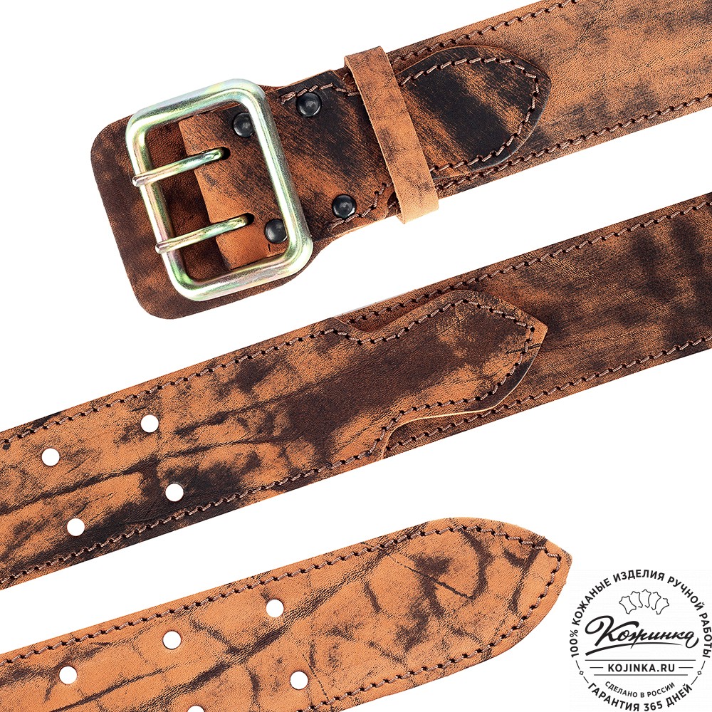 Кожаный ремень "Гренадёр" (старение рыжий)