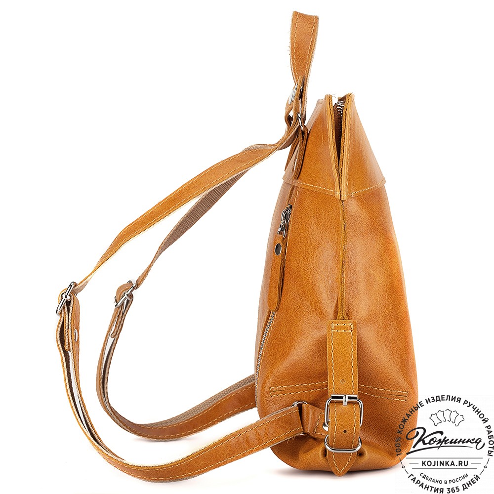 Женский кожаный рюкзак "Салоники" (жёлтый)