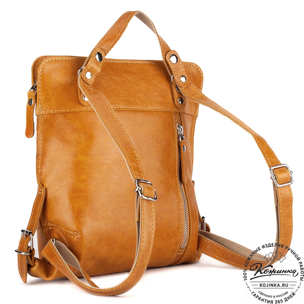 Женский кожаный рюкзак "Салоники" (жёлтый)