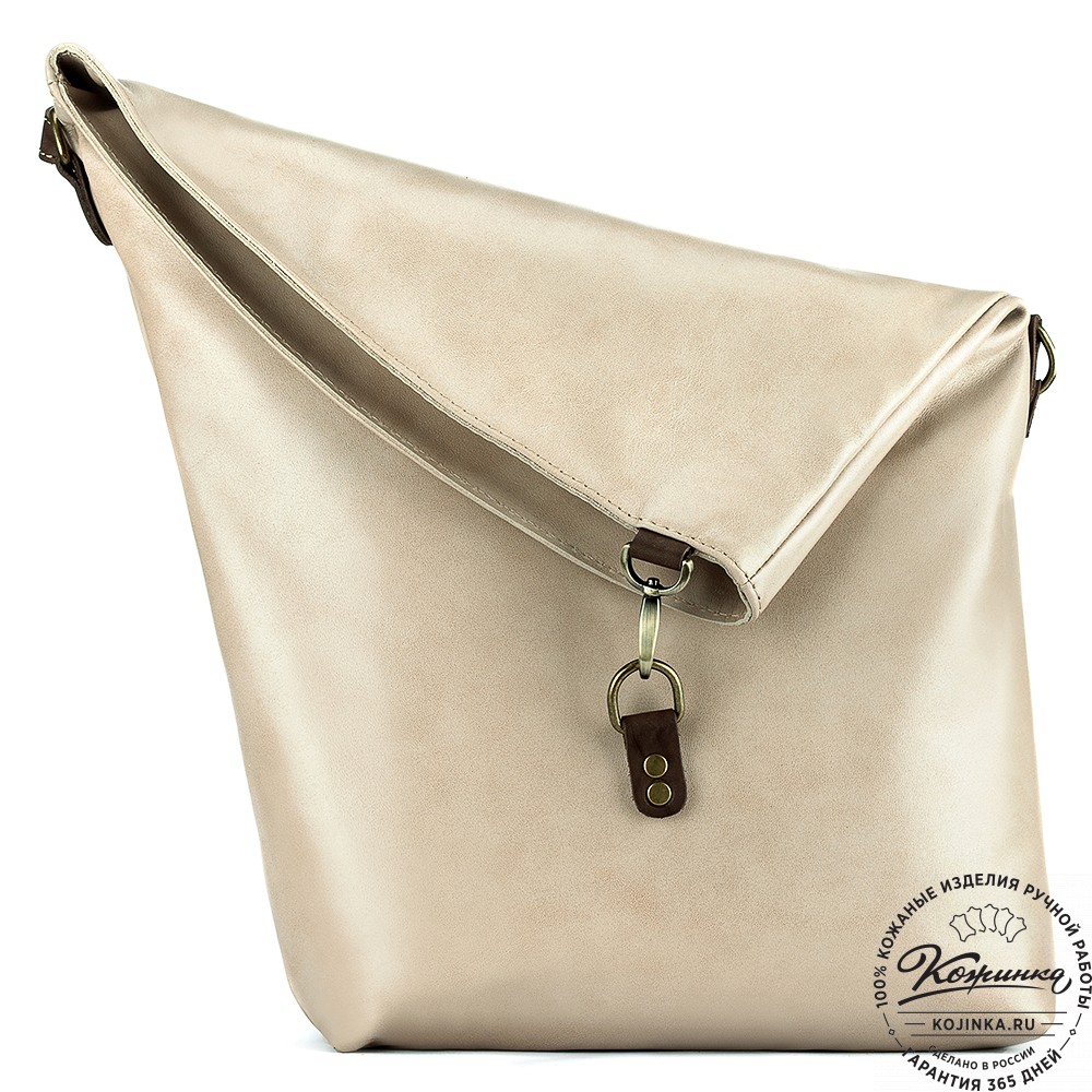 Кожаная сумка "Верона" (бежевая гладкая кожа)