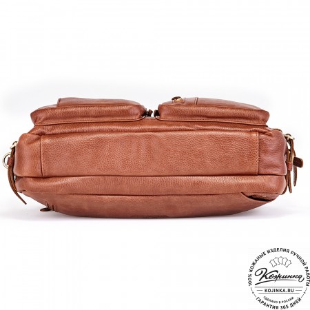 Кожаная сумка-рюкзак "Бигмэн" (светло-коричневая)