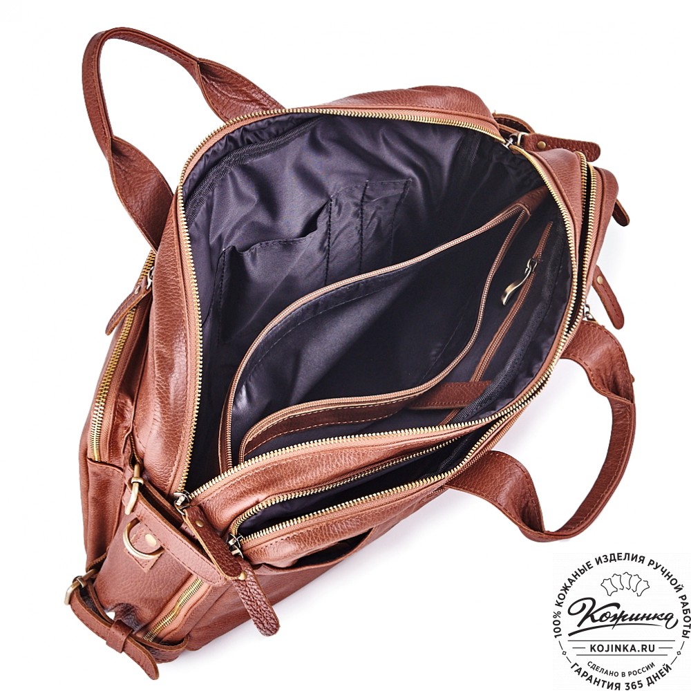 Кожаная сумка-рюкзак "Бигмэн" (светло-коричневая)