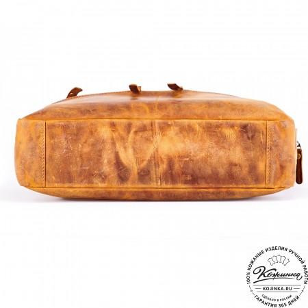 Кожаная деловая сумка "Марк" (рыжий крейзи)