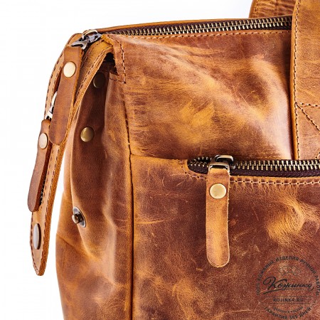 Кожаная деловая сумка "Марк" (рыжий крейзи)