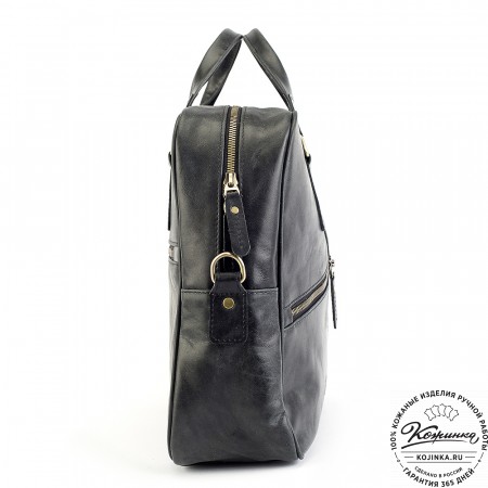 Кожаная деловая сумка "Окленд нью" (чёрный антик)