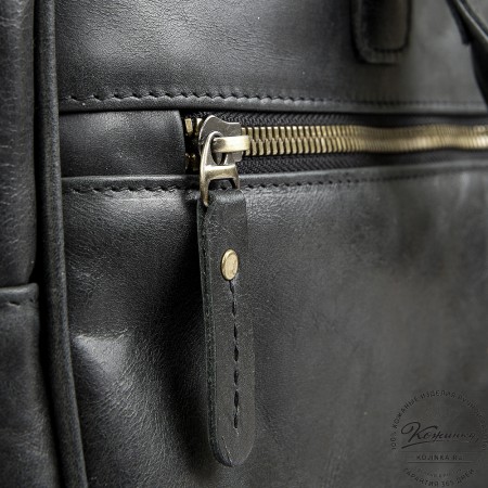 Кожаная деловая сумка "Окленд нью" (чёрный антик)