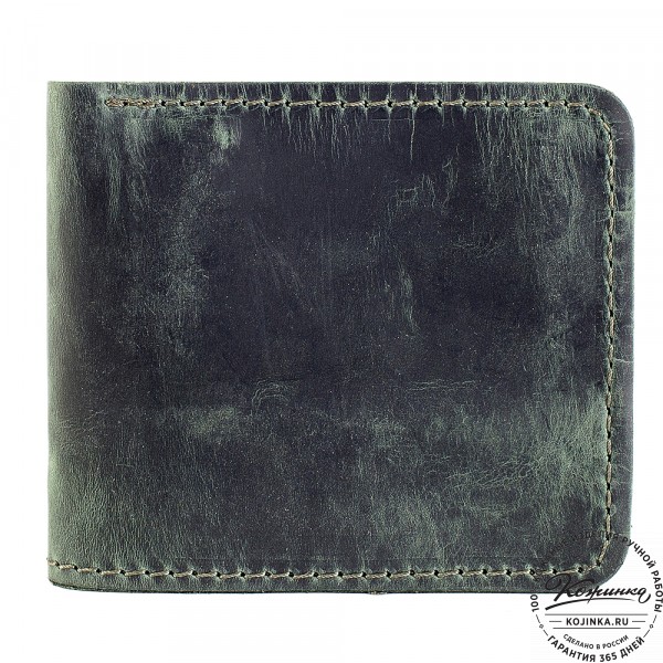 Кожаный бумажник "Рокки" (изумруд крейзи). фото 1