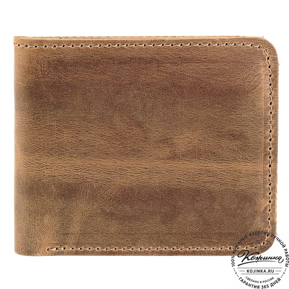 Кожаный бумажник "Рокки" (тёмно-коричневый крейзи)