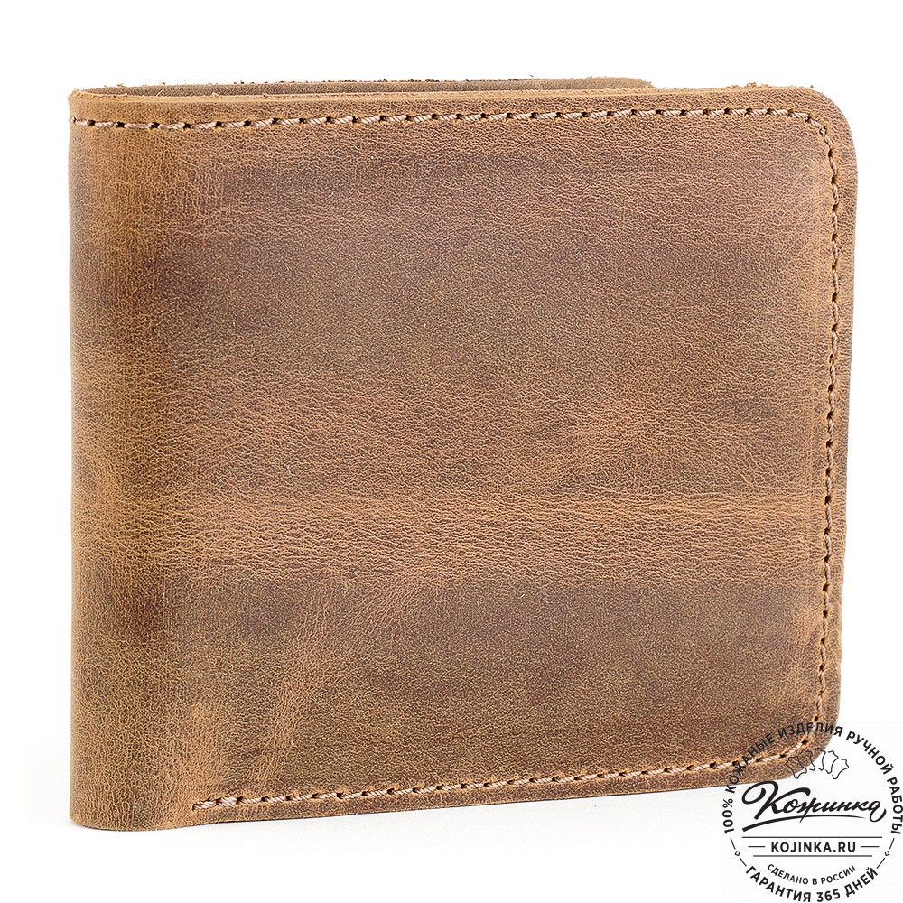 Кожаный бумажник "Рокки" (тёмно-коричневый крейзи)