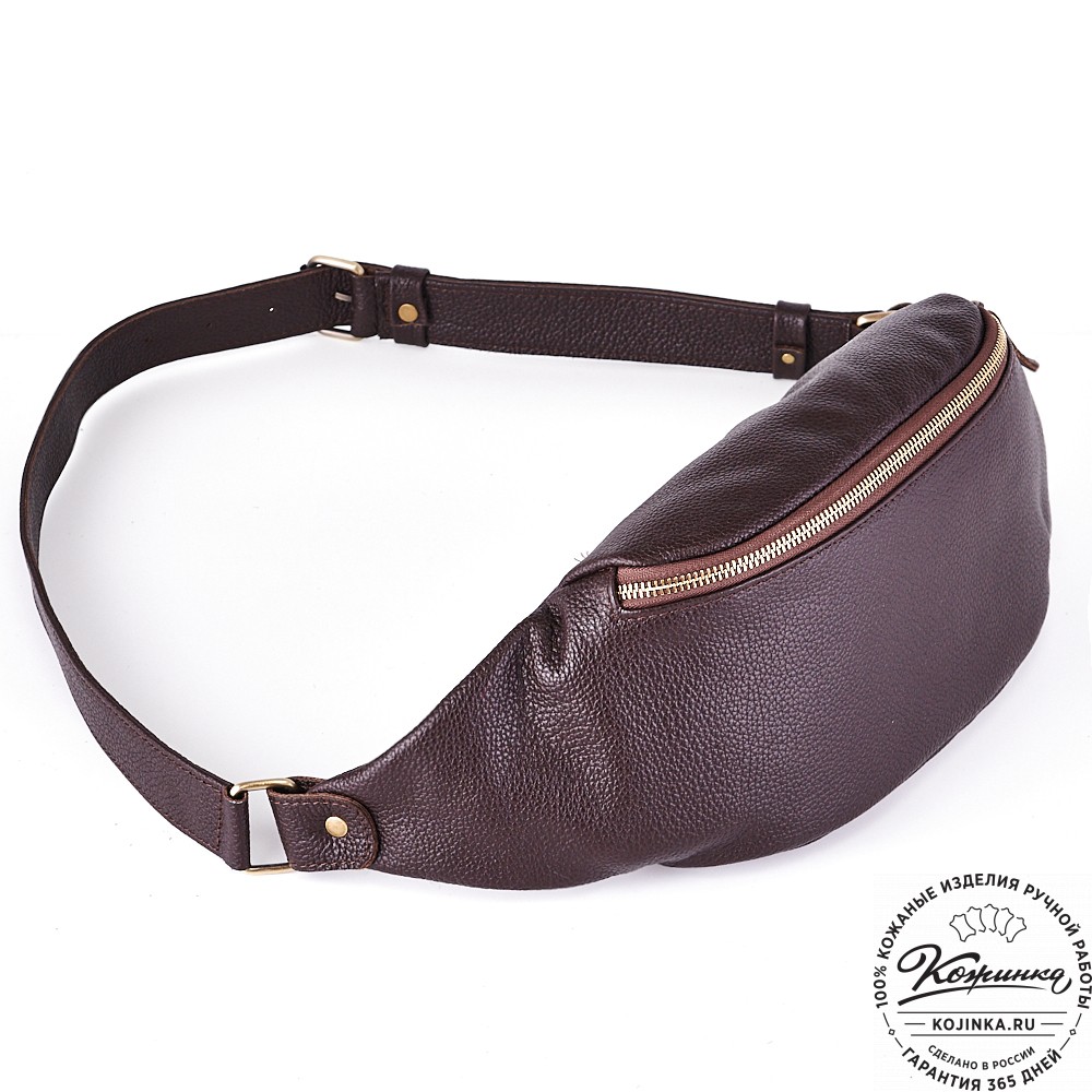Кожаная сумка на пояс "Шерман" (коричневая) 