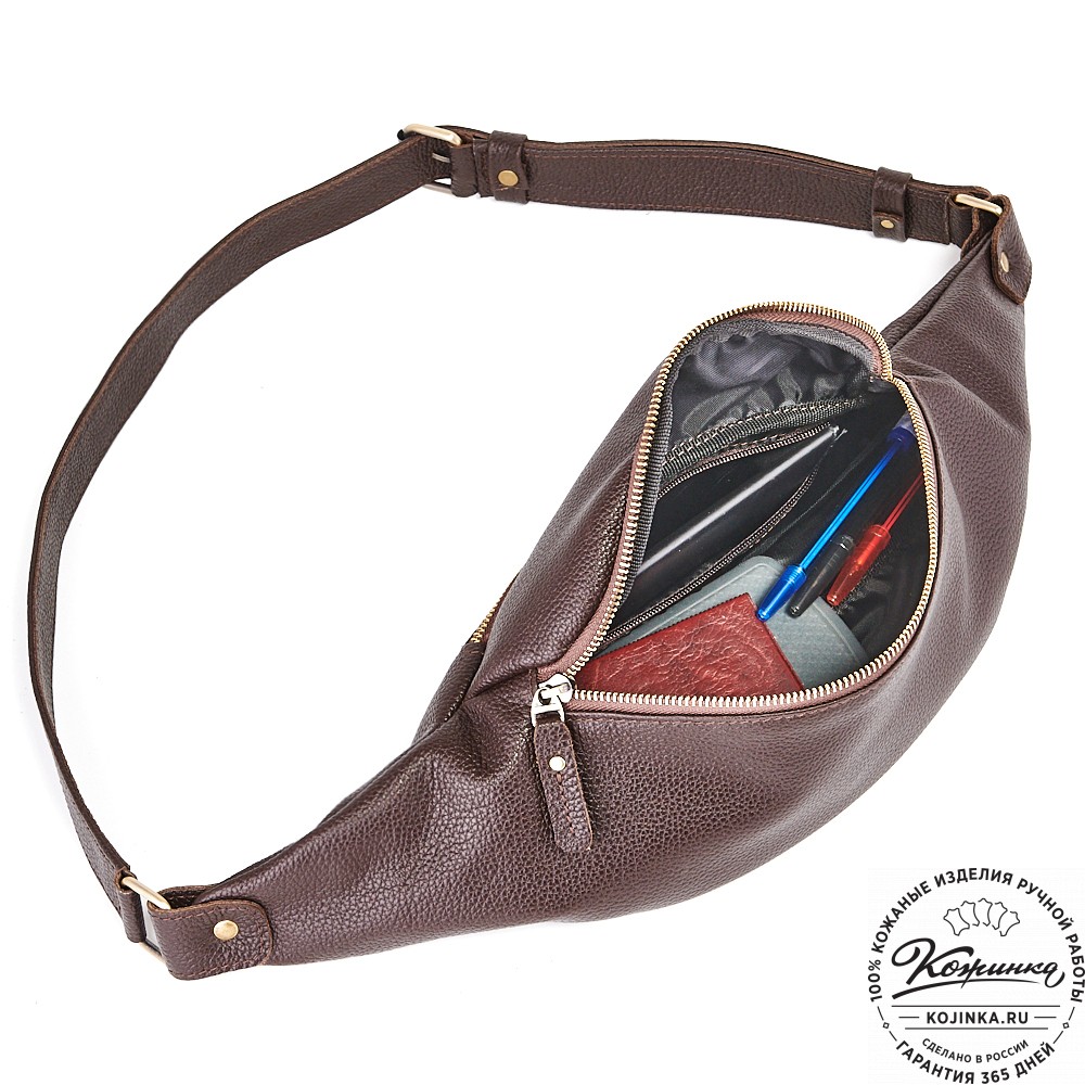 Кожаная сумка на пояс "Шерман" (коричневая) 