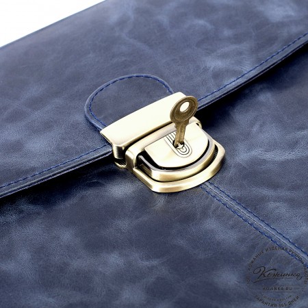 Кожаный портфель "Александрия" (синий антик)