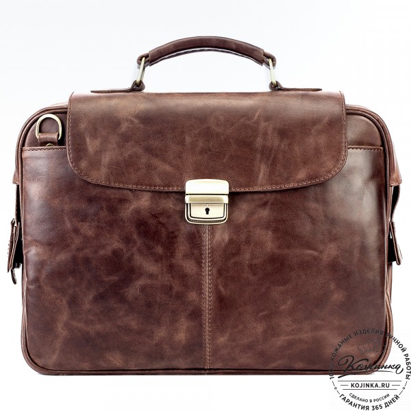 Кожаный портфель "Эдгар" (тёмно-коричневый антик). фото 1