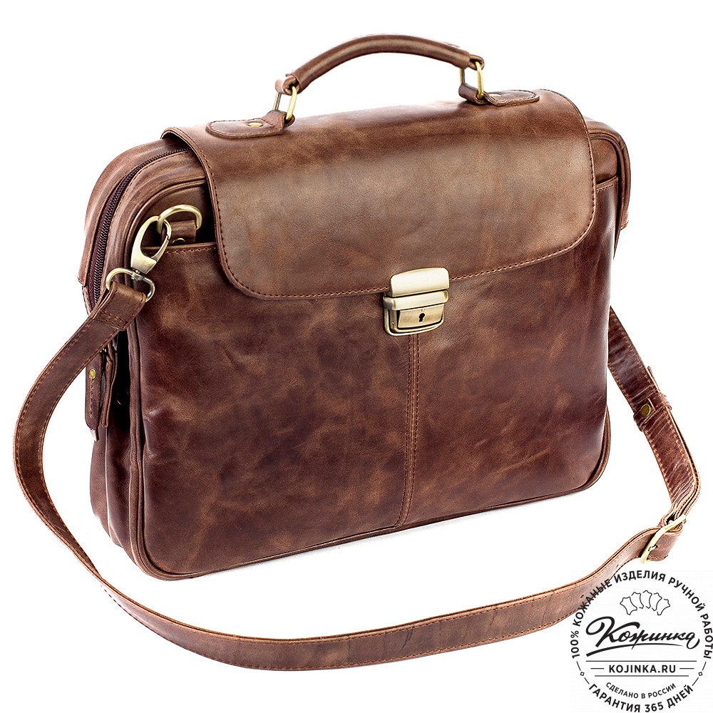 Кожаный портфель "Эдгар" (тёмно-коричневый антик)