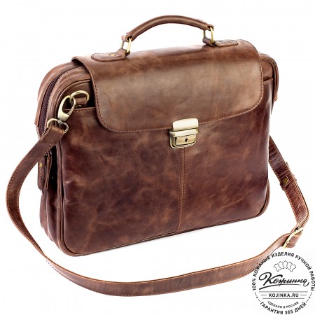 Кожаный портфель "Эдгар" (тёмно-коричневый антик)