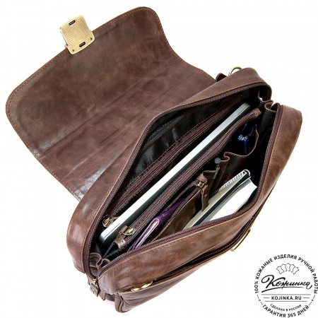Кожаный портфель "Эдгар" (тёмно-коричневый антик)