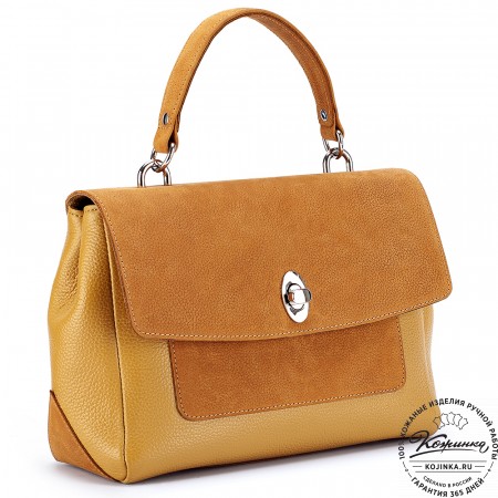 Женская кожаная сумка "Эстель" (охра)
