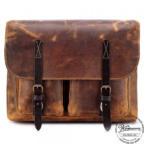 Кожаная сумка "Форман" (рыжий крейзи). фото 1