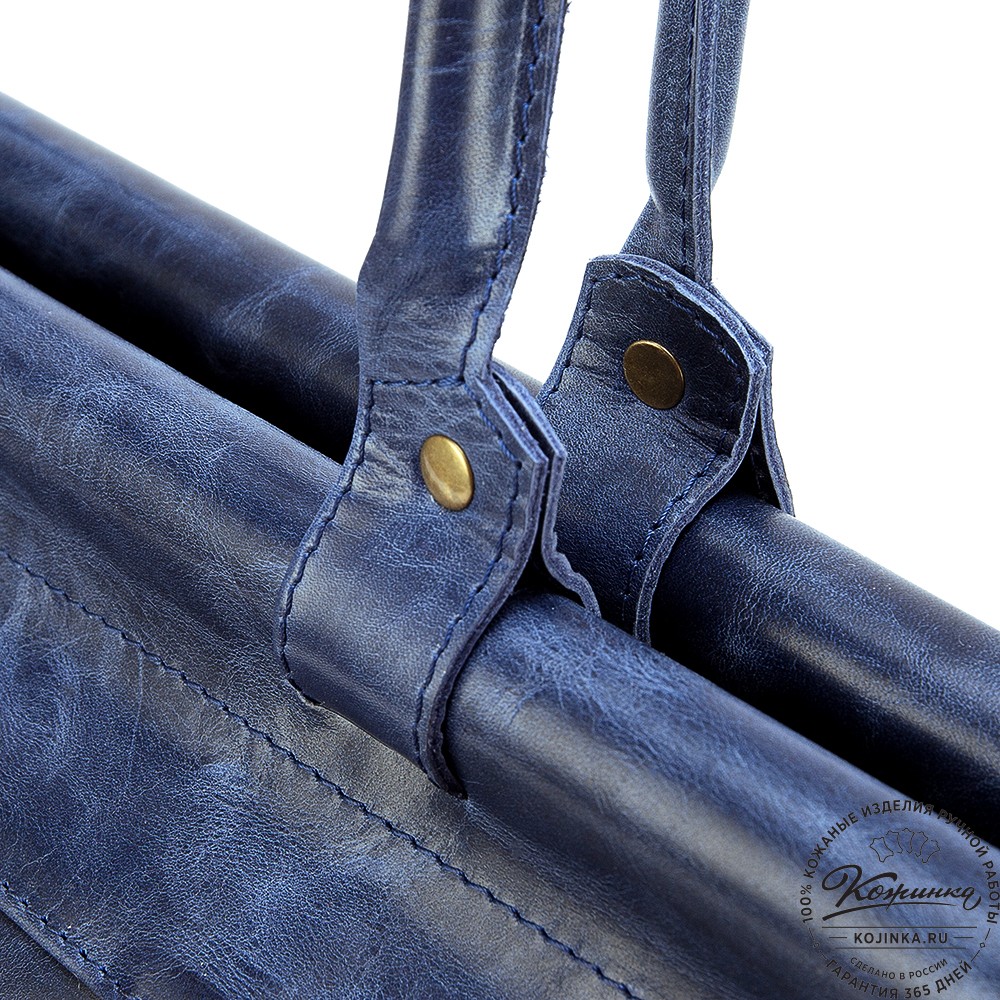Кожаный городской саквояж "Фостер" (синий антик)