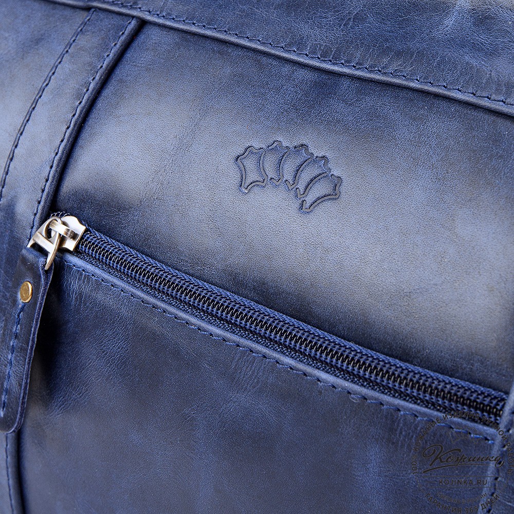 Кожаный городской саквояж "Фостер" (синий антик)