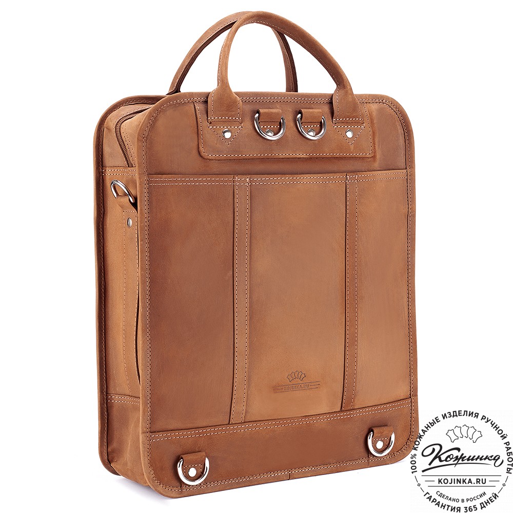 Кожаный рюкзак-сумка "Майкл" (коричневый крейзи)