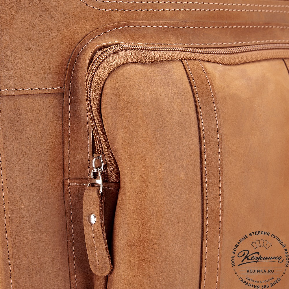 Кожаный рюкзак-сумка "Майкл" (коричневый крейзи)