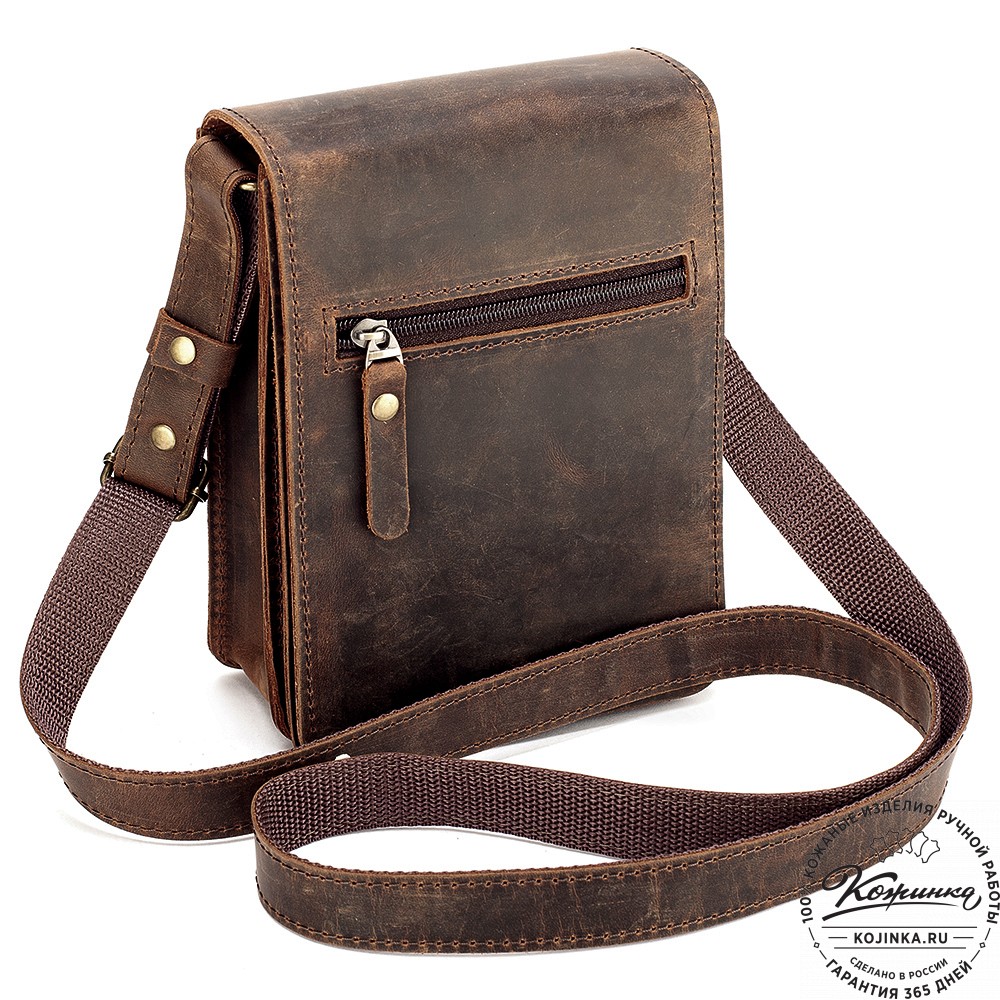 Мужская кожаная сумка "Робин" (тёмно-коричневый крейзи)