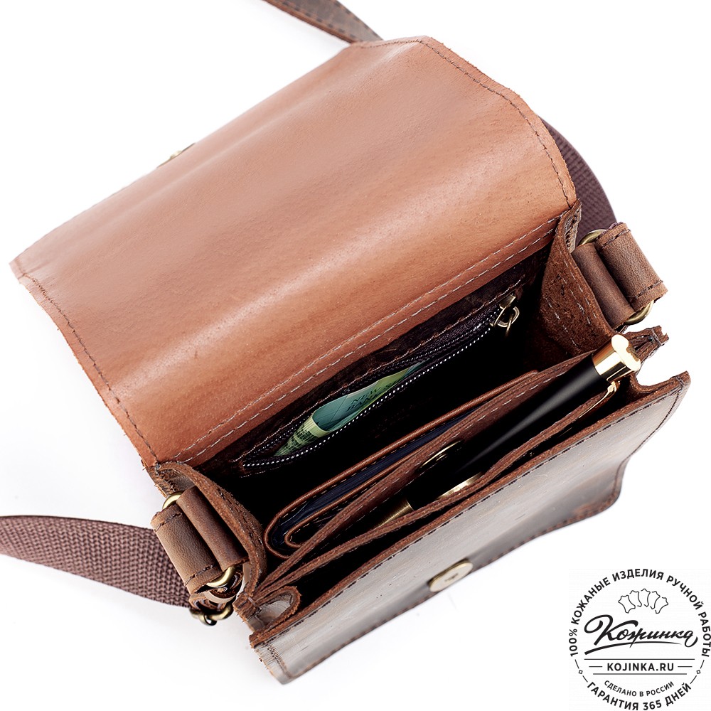 Мужская кожаная сумка "Робин" (тёмно-коричневый крейзи)
