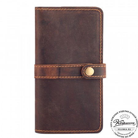 Кожаное портмоне "Тревис" (тёмно-коричневый крейзи)